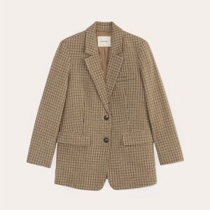 Everlane Women’s Oversized Blazer in Wool, Tan Checkered